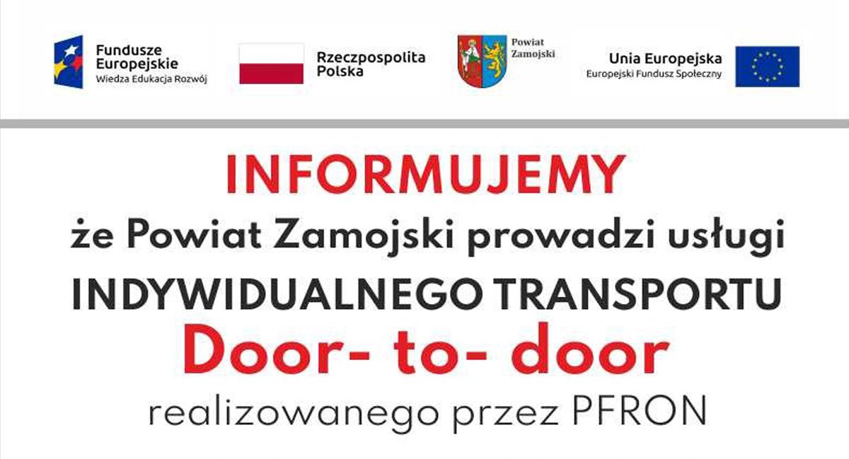  BEZPŁATNY transport na terenie Powiatu Zamojskiego w ramach programu  DOOR-TO-DOOR !